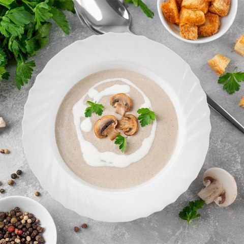 Talerz Obiadowy Głęboki Szkło Białe LUNA 350 ml ORION Opalowe