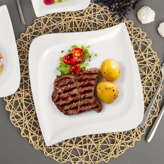 Talerz Obiadowy Płytki Porcelanowy Dekoracyjny Ozdobny ORION 25 x 25 cm