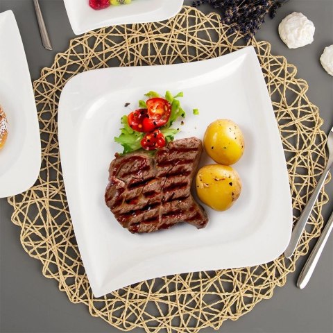 Talerz Obiadowy Płytki Porcelanowy Dekoracyjny Ozdobny ORION 25 x 25 cm