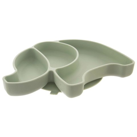 Talerz dla Dziecka Silikon Dzielony Słonik ORION Przyssawka Zielony