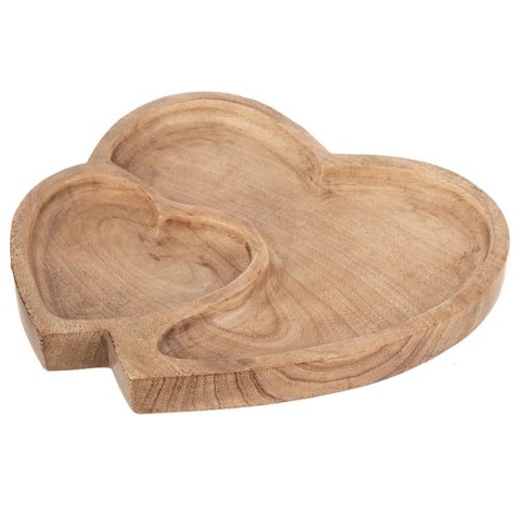 Talerz do Serwowania Drewniany MANGO Podwójne Serce 23 x 20 cm