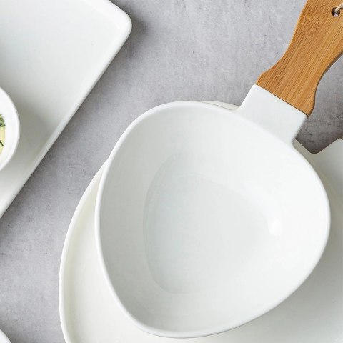 Talerz do Serwowania Porcelanowy Głęboki 850 ml Uchwyt NAVA Elegancki