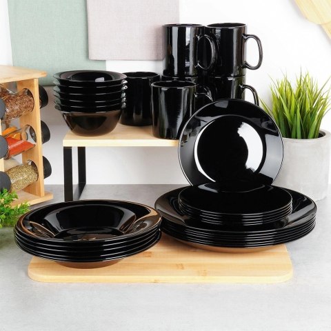 Talerze Deserowe Szklane Czarne 6 szt. VILDE 18 cm Kwadratowe