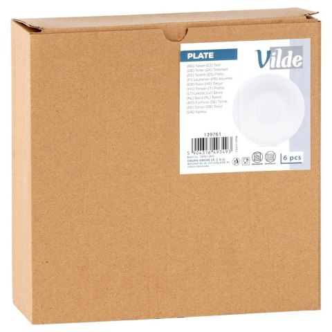 Talerze Obiadowe Głębokie Szkło Białe 400 ml 6 szt. VILDE 21,5 cm