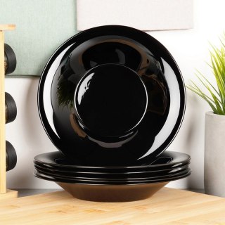 Talerze Obiadowe Głębokie Szkło Czarne 400 ml 6 szt. VILDE 21,5 cm