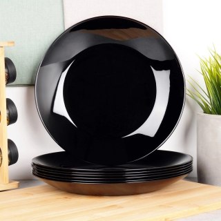 Talerze Obiadowe Płytkie Szkło Czarne 6 szt. VILDE 25,5 cm Opalowe