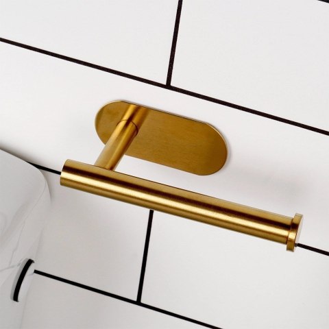 Uchwyt na Papier Toaletowy Stal Nierdzewna Złoty Montaż Taśma 16,5 x 7.7 cm