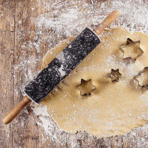 Wałek do Ciasta Metalowy Obrotowy 46 cm ORION Nieprzywierająca Powłoka