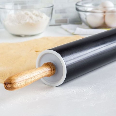 Wałek do Ciasta Metalowy Obrotowy 46 cm ORION Nieprzywierająca Powłoka