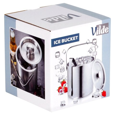 Wiaderko do Lodu Termiczne ze Szczypcami Stalowe Trwałe Solidne VILDE 1,3 L
