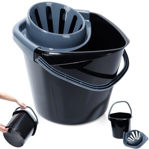 Wiadro do Mopa z Wyciskaczem 14 L VILDE Wygodna Wylewka 37 x 34 cm