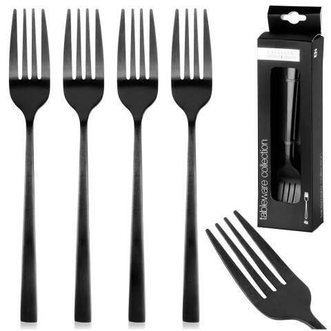 Widelczyki Deserowe Stal Czarne 15 cm EXCELLENT HOUSEWARE Zestaw 4 szt.