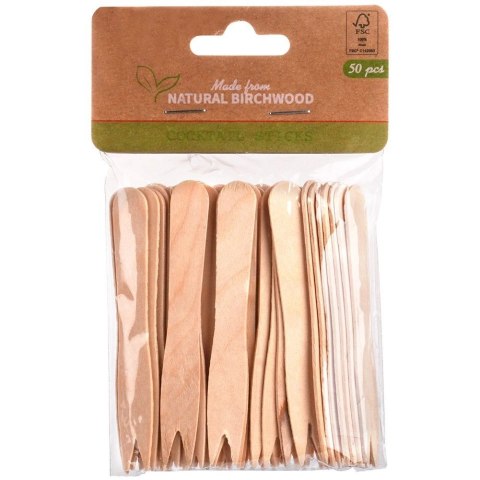 Widelczyki do Frytek Drewniane 50 szt. VILDE Ekologiczne 8,5 cm