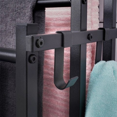 Wieszak Na Ręczniki Stojący Metalowy Czarny Solidny VILDE 45,5x25,5x84 cm