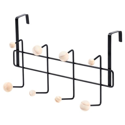 Wieszak na Drzwi Metalowy Czarny 37 cm VILDE 8 Gałek na Ubrania