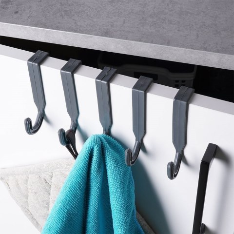 Wieszak na Drzwi Plastikowy Szary 5 szt. VILDE Haczyki Bezinwazyjny