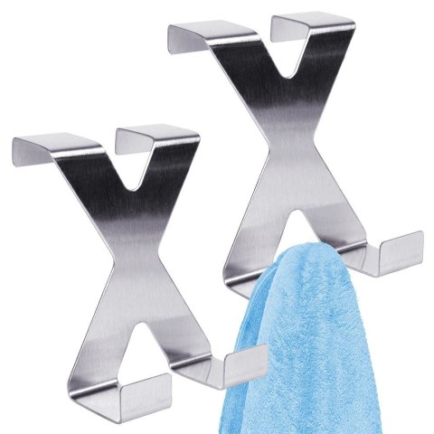 Wieszak na Drzwi Podwójny 2 szt. VILDE Stal Nierdzewna Bezinwazyjny