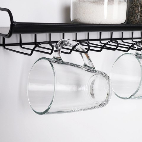 Wieszak na Kieliszki Kubki Filiżanki Metalowy Ścienny VILDE 48x12x20 cm