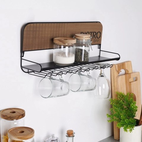 Wieszak na Kieliszki Kubki Filiżanki Metalowy Ścienny VILDE 48x12x20 cm