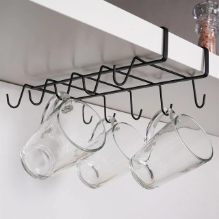 Wieszak na Kubki Metalowy Czarny VILDE Podszafkowy LOFT 29 x 18,5 cm