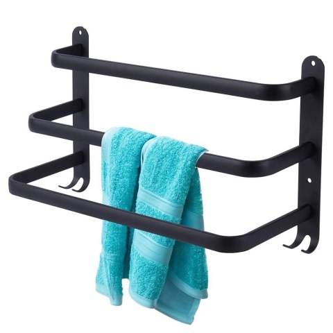 Wieszak na Ręczniki Łazienkowy Ścienny Aluminiowy Czarny VILDE 40x15x23 cm
