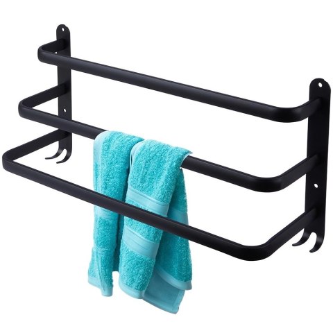 Wieszak na Ręczniki Ścienny Aluminiowy Mocny Czarny VILDE 50 cm