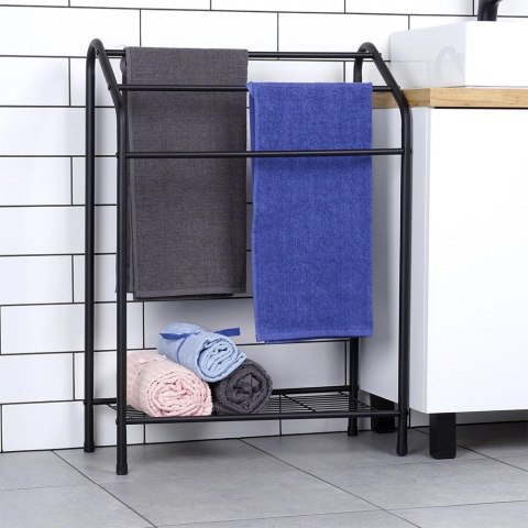 Wieszak na Ręczniki Ubrania VILDE Stojący Metalowy Półka 82,5 cm