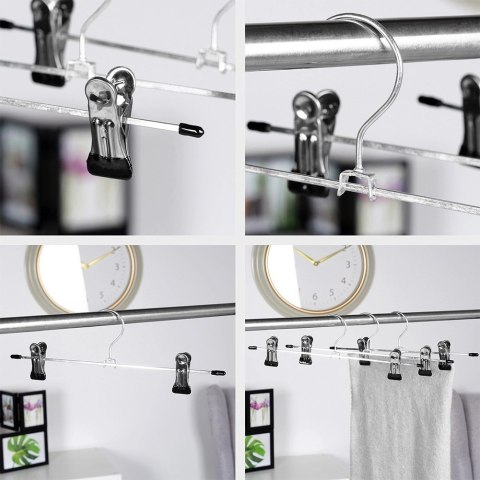 Wieszak na Spodnie z Klipsami 3 szt. STORAGE SOLUTIONS Metalowy 29,5 cm