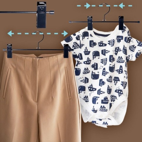 Wieszak na spodnie metalowy czarny z klipsami 3 szt.