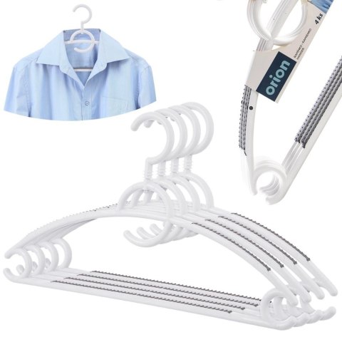 Wieszaki na Ubrania Antypoślizgowe Białe 4 szt. ORION Obrotowy Hak