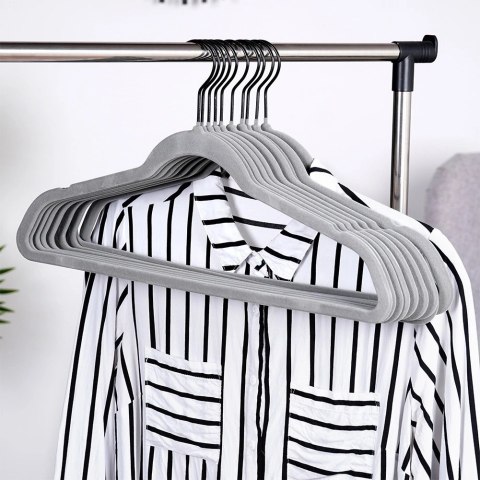 Wieszaki na ubrania welurowe szare obrotowe 45x24,5 cm 10 szt.