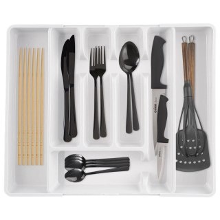Wkład Organizer na Sztućce do Szuflady Rozsuwany Biały VILDE 36,5 x 27,5 cm