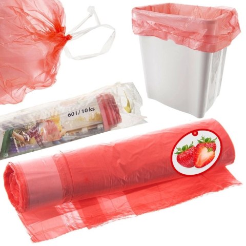 Worki na Śmieci 60 L 10 szt. ORION Truskawkowy Zapach z Taśmą