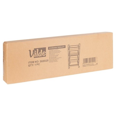 Wózek Półka Regał 4-Poziomowy VILDE Metalowy na Kółkach Czarny Loft