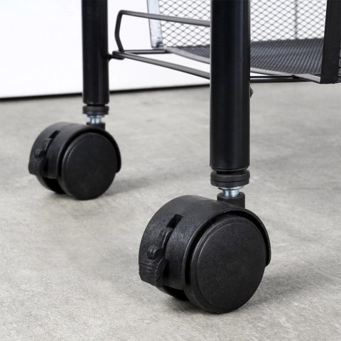 Wózek Półka Regał 4-Poziomowy VILDE Metalowy na Kółkach Czarny Loft