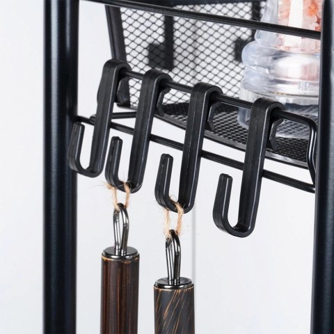 Wózek Półka Regał 4-Poziomowy VILDE Metalowy na Kółkach Czarny Loft