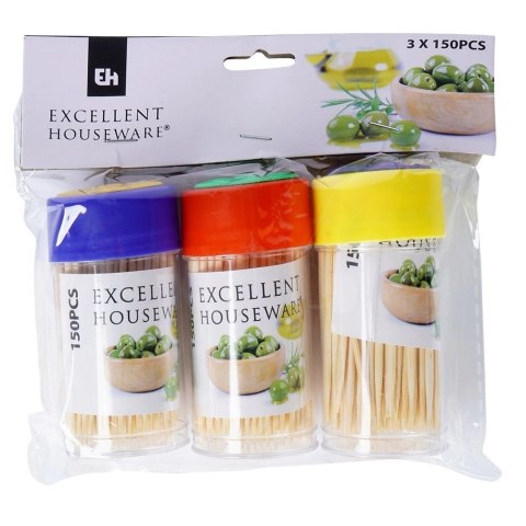 Wykałaczki Bambusowe 6,5 cm 3 x 150 szt. Drewniane EXCELLENT HOUSEWARE