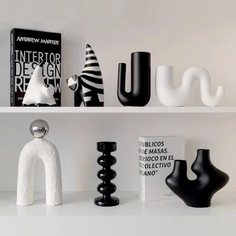 Livetai Wabi-Sabi Ceramiczna rzeźba abstrakcyjna, ręcznie wykonana nieregularna ozdoba dekoracyjna do nowoczesnego wystroju domu