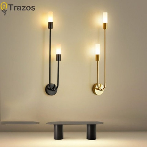 Nordycki luksusowy kinkiet salon nowoczesny minimalistyczny LED czarne złoto kreatywne tło telewizora