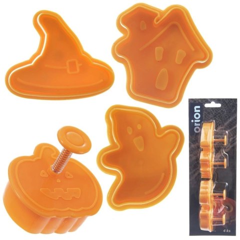 Wykrawacze do Ciastek 4 szt. ORION Halloween z Tłokiem Pomarańczowe