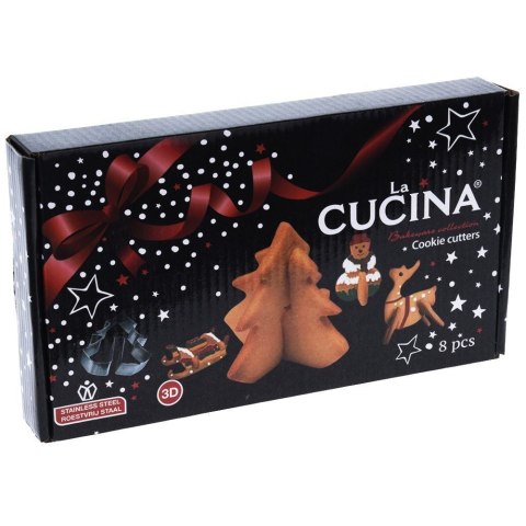 Wykrawacze do Ciastek 8 el. LA CUCINA 3D Stal Nierdzewna Świąteczne