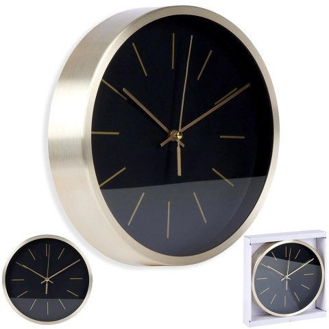 Zegar Ścienny 25 cm VILDE Okrągły Czarny Złota Rama Aluminium Cichy