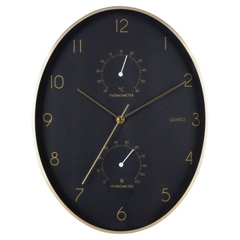 Zegar Ścienny 27 x 34,5 cm VILDE Termometr Higrometr Złoto-Czarny