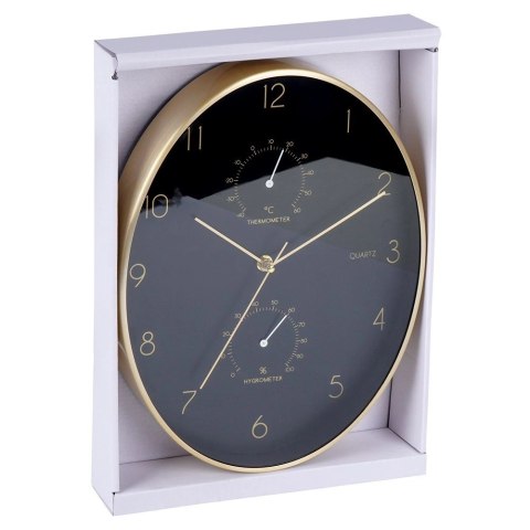 Zegar Ścienny 27 x 34,5 cm VILDE Termometr Higrometr Złoto-Czarny