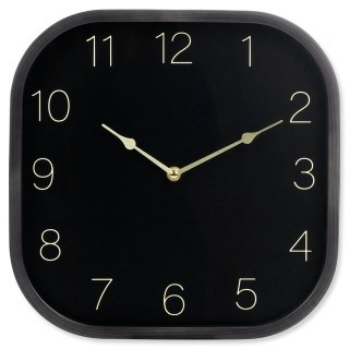 Zegar Ścienny 30 cm VILDE Kwadratowy Czarno-Złoty Tworzywo Ozdobny