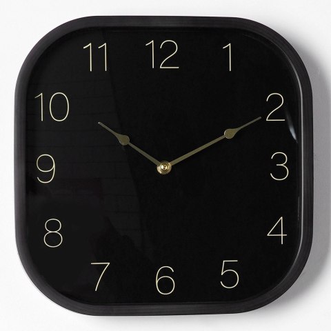 Zegar Ścienny 30 cm VILDE Kwadratowy Czarno-Złoty Tworzywo Ozdobny