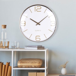 Zegar Ścienny 30 cm VILDE Okrągły Złoto-Biały Aluminium Cichy
