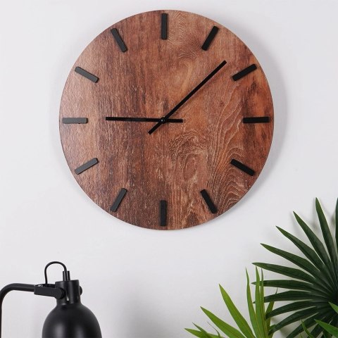 Zegar Ścienny 40 cm VILDE Okrągły Brązowy Drewno MDF Styl Klasyczny