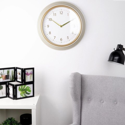Zegar Ścienny Wiszący Okrągły Biały Złoty Dekoracyjny Ozdobny VILDE 50 cm