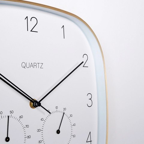 Zegar Ścienny na Ścianę z Termometrem Higrometrem Biały Złoty VILDE 28,5 cm